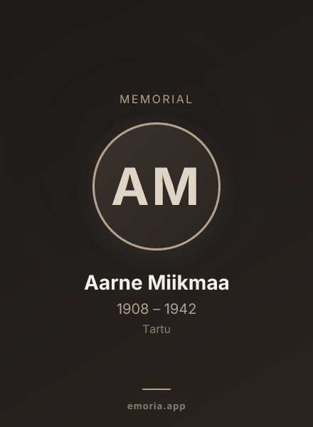 Memorial portrait of Aarne Miikmaa