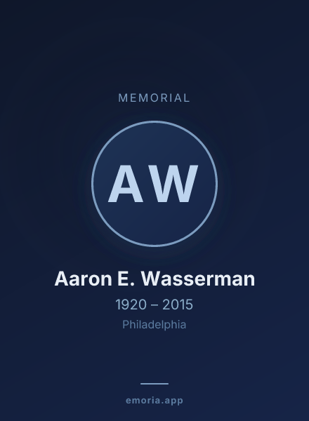 Memorial portrait of Aaron E. Wasserman