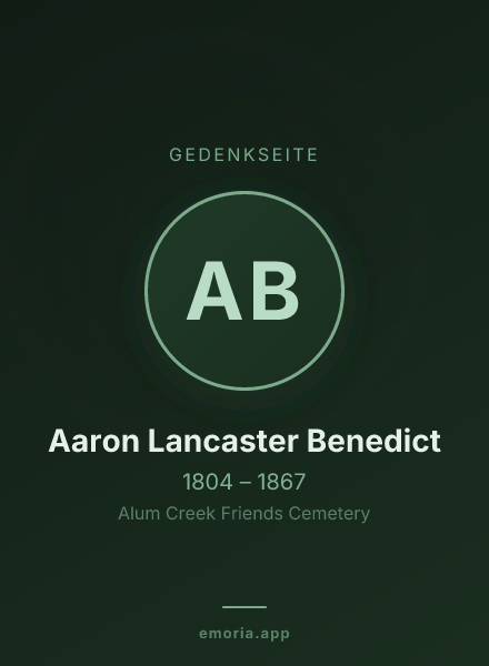 Gedenkportrait von Aaron Lancaster Benedict