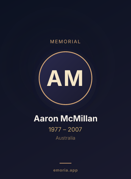 Memorial portrait of Aaron McMillan