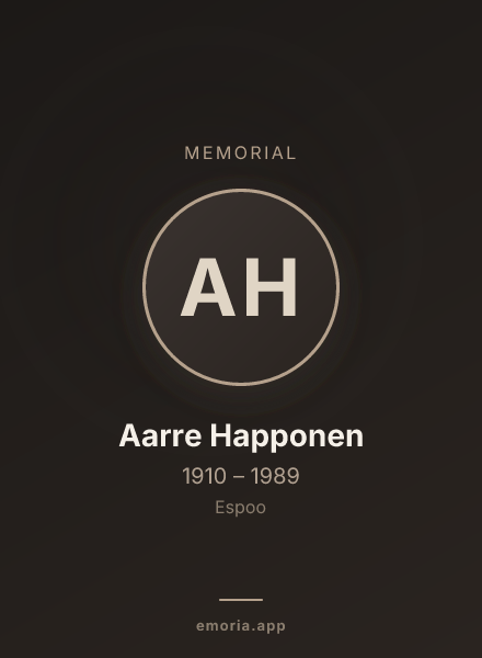 Memorial portrait of Aarre Happonen