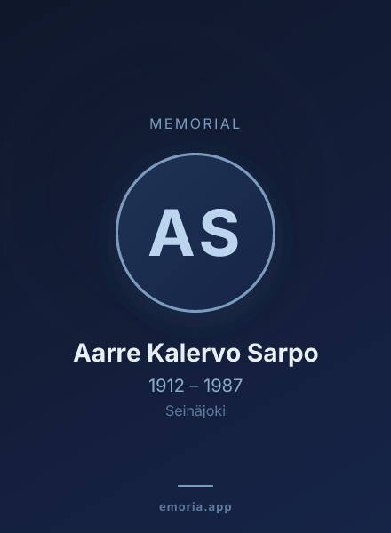 Memorial portrait of Aarre Kalervo Sarpo