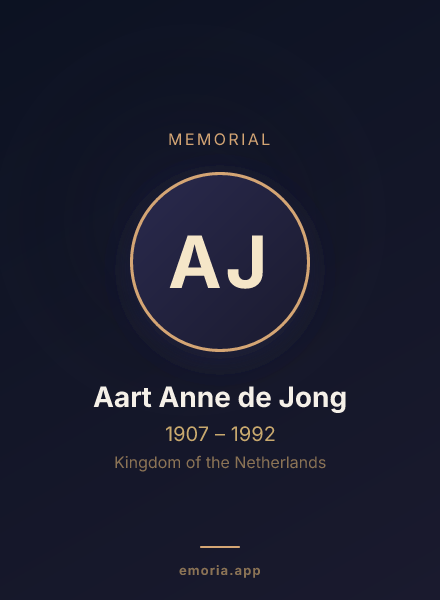 Memorial portrait of Aart Anne de Jong