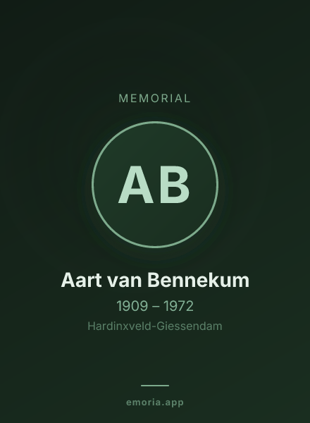 Memorial portrait of Aart van Bennekum