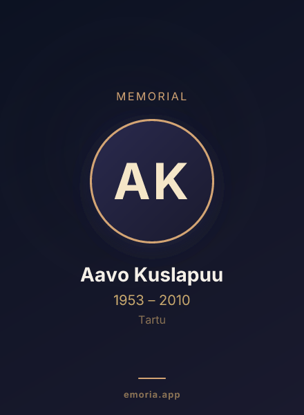 Memorial portrait of Aavo Kuslapuu