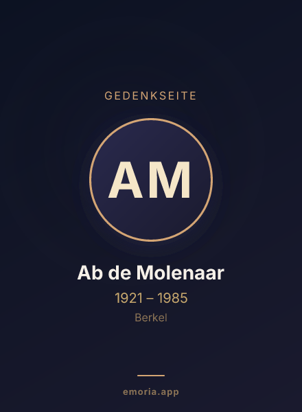Gedenkportrait von Ab de Molenaar