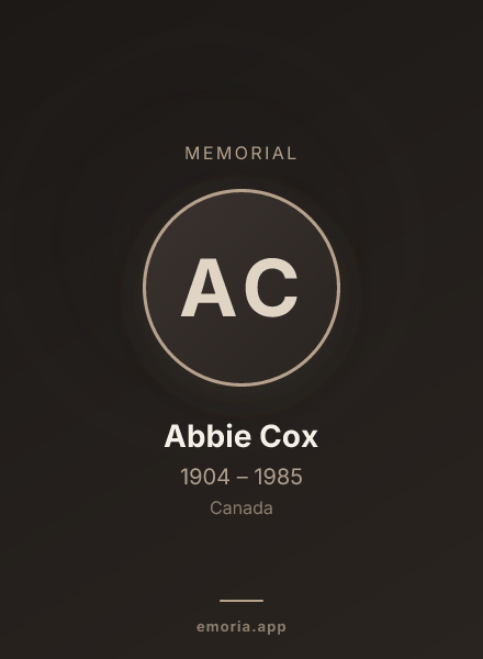 Memorial portrait of Abbie Cox