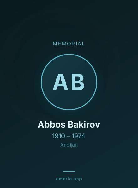 Memorial portrait of Abbos Bakirov