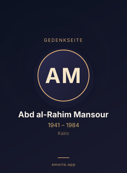 Gedenkportrait von Abd al-Rahim Mansour