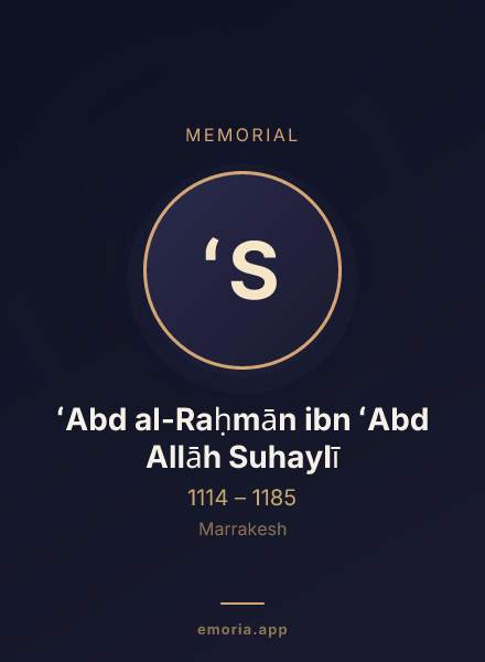 Memorial portrait of ʻAbd al-Raḥmān ibn ʻAbd Allāh Suhaylī