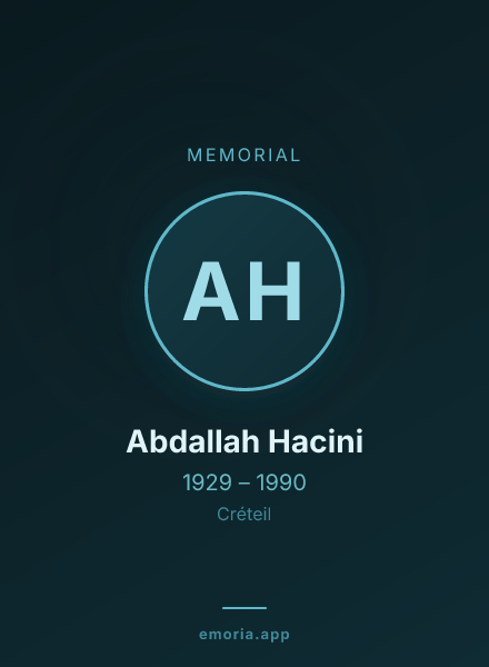 Memorial portrait of Abdallah Hacini