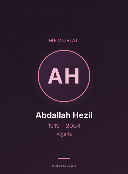 Memorial portrait of Abdallah Hezil