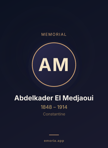 Memorial portrait of Abdelkader El Medjaoui