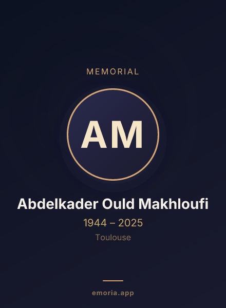 Memorial portrait of Abdelkader Ould Makhloufi