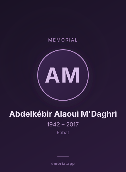 Memorial portrait of Abdelkébir Alaoui M'Daghri