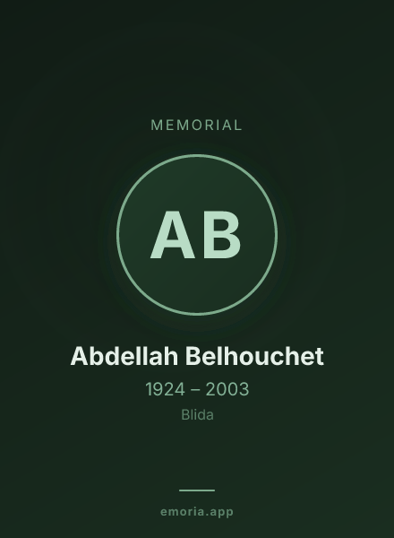 Memorial portrait of Abdellah Belhouchet