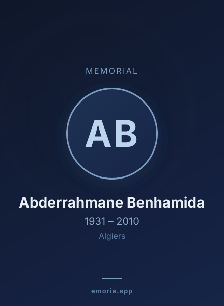 Memorial portrait of Abderrahmane Benhamida