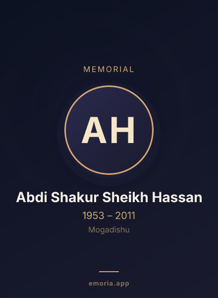 Memorial portrait of Abdi Shakur Sheikh Hassan