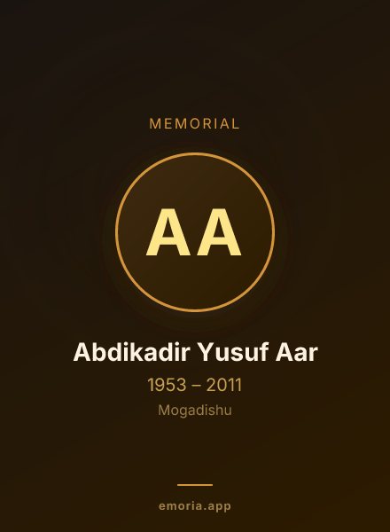 Memorial portrait of Abdikadir Yusuf Aar