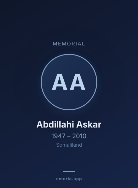 Memorial portrait of Abdillahi Askar