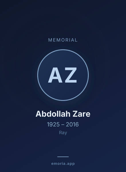 Memorial portrait of Abdollah Zare