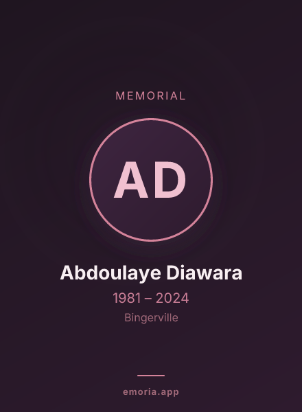 Memorial portrait of Abdoulaye Diawara