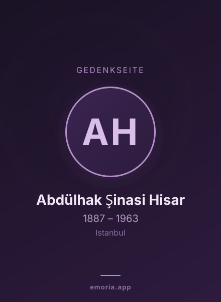 Gedenkportrait von Abdülhak Şinasi Hisar