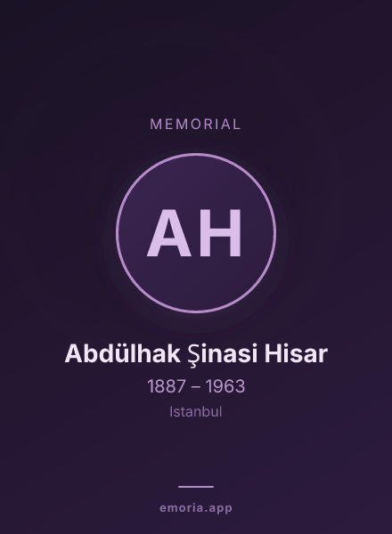 Memorial portrait of Abdülhak Şinasi Hisar