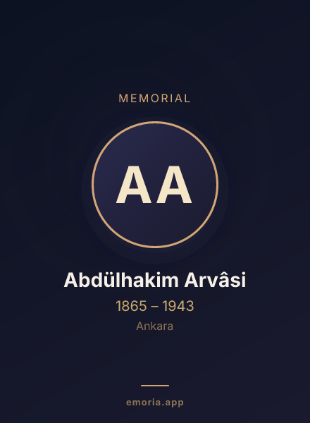 Memorial portrait of Abdülhakim Arvâsi