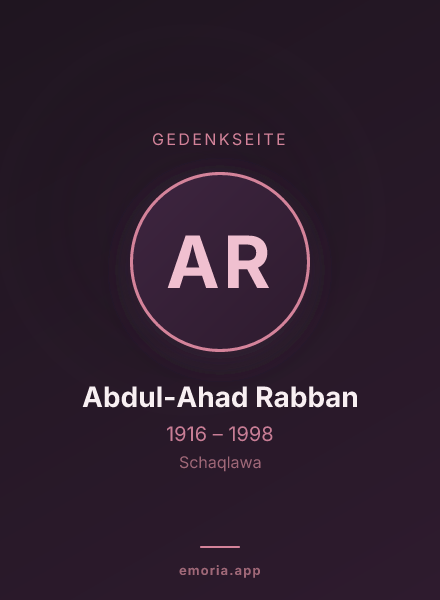 Gedenkportrait von Abdul-Ahad Rabban