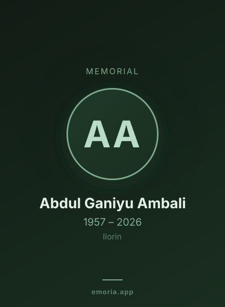 Memorial portrait of Abdul Ganiyu Ambali