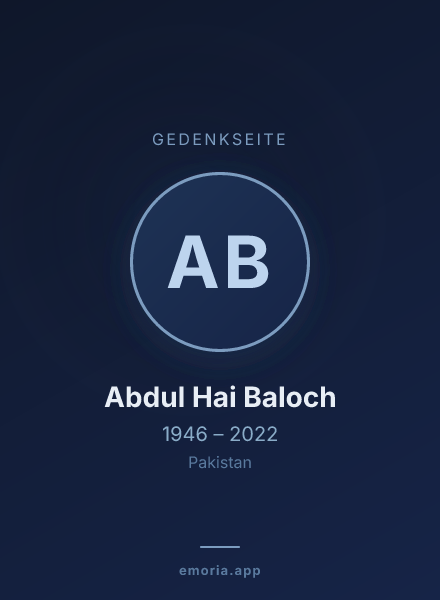 Gedenkportrait von Abdul Hai Baloch