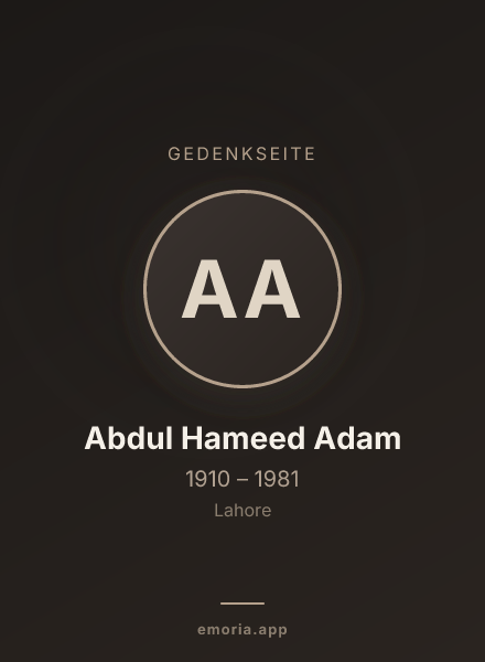 Gedenkportrait von Abdul Hameed Adam