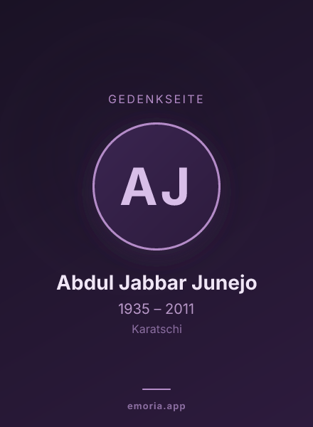 Gedenkportrait von Abdul Jabbar Junejo