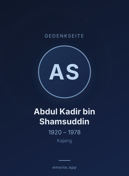 Gedenkportrait von Abdul Kadir bin Shamsuddin