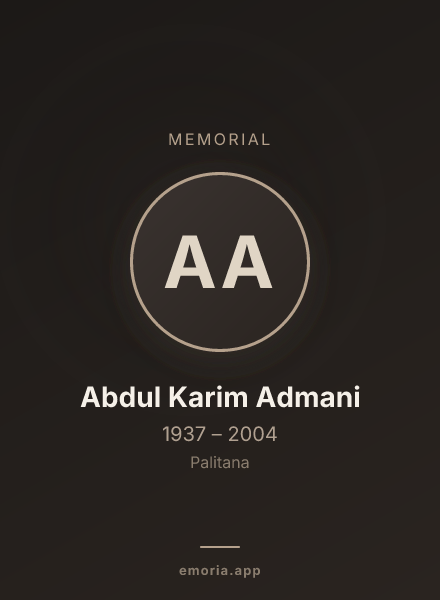 Memorial portrait of Abdul Karim Admani
