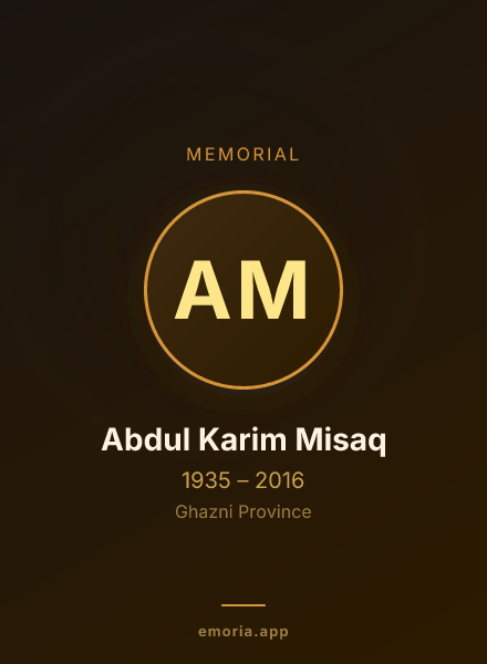 Memorial portrait of Abdul Karim Misaq