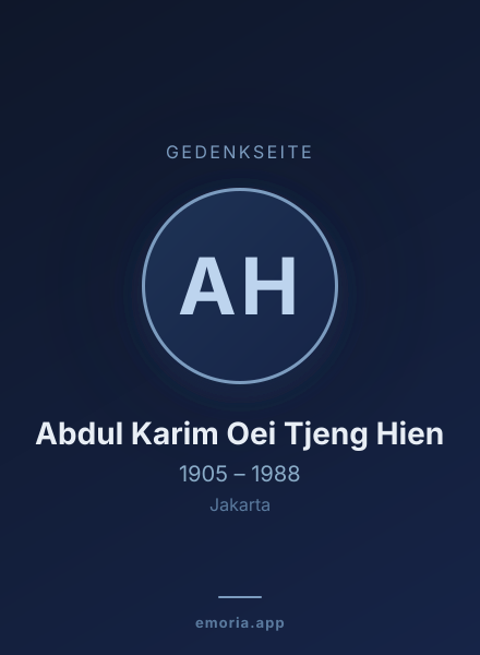 Gedenkportrait von Abdul Karim Oei Tjeng Hien