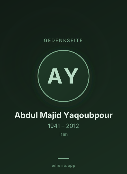 Gedenkportrait von Abdul Majid Yaqoubpour