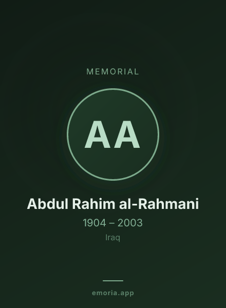 Memorial portrait of Abdul Rahim al-Rahmani