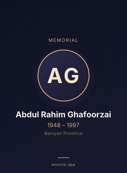 Memorial portrait of Abdul Rahim Ghafoorzai