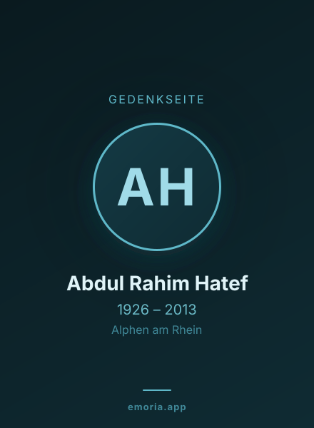 Gedenkportrait von Abdul Rahim Hatef
