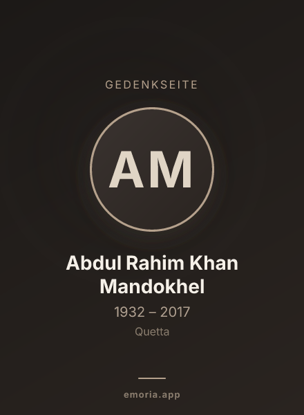Gedenkportrait von Abdul Rahim Khan Mandokhel