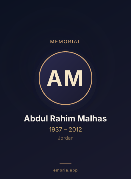 Memorial portrait of Abdul Rahim Malhas