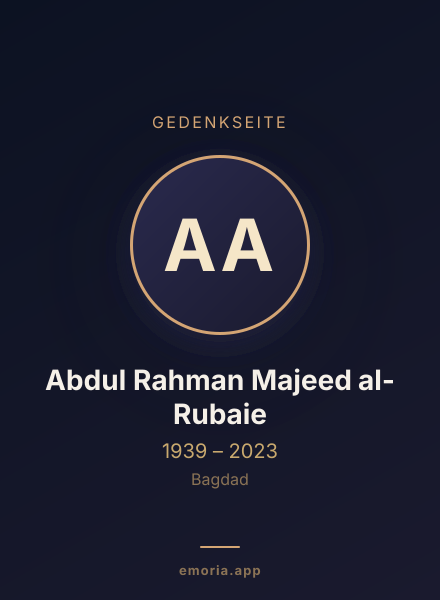 Gedenkportrait von Abdul Rahman Majeed al-Rubaie