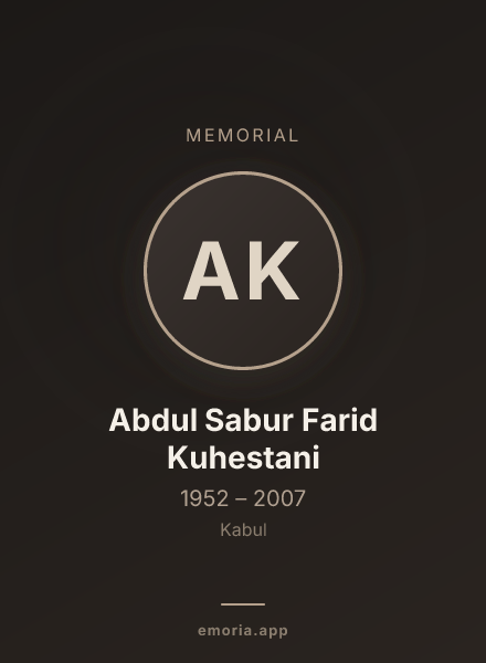 Memorial portrait of Abdul Sabur Farid Kuhestani