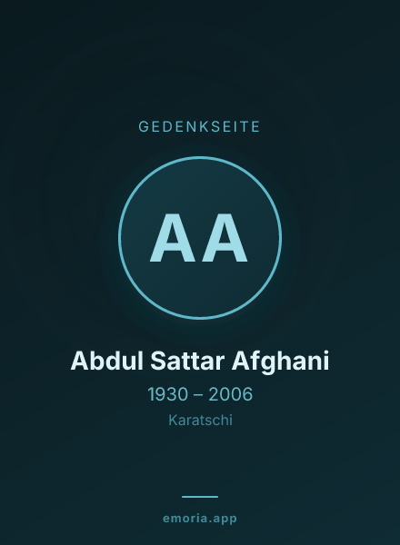 Gedenkportrait von Abdul Sattar Afghani