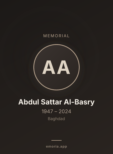 Memorial portrait of Abdul Sattar Al-Basry