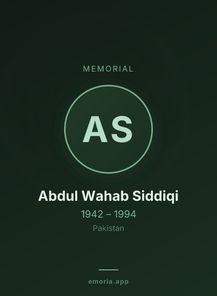 Memorial portrait of Abdul Wahab Siddiqi