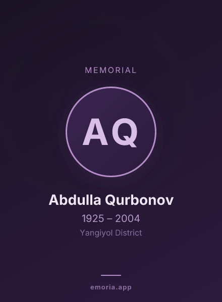 Memorial portrait of Abdulla Qurbonov